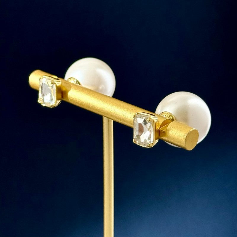 Dior Pearl Crystal Earrings - 18K Yellow Gold