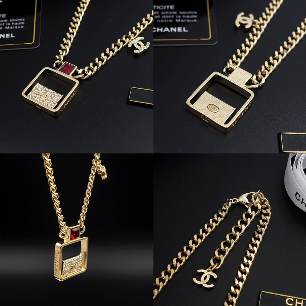 Chanel Red Bag Pendant Necklace