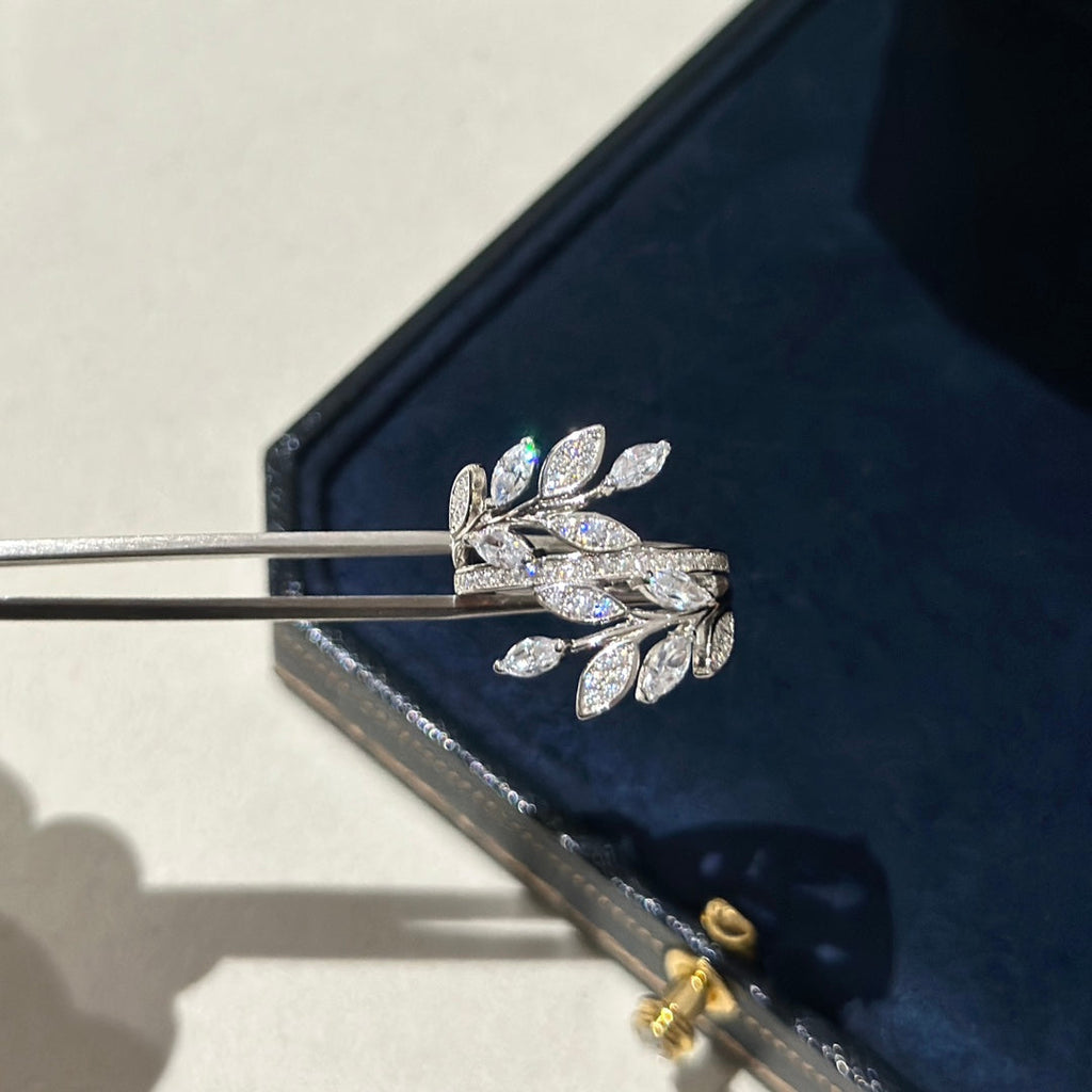 Tiffany Victoria Moissanite Vine Bypass Ring - 18K White Gold