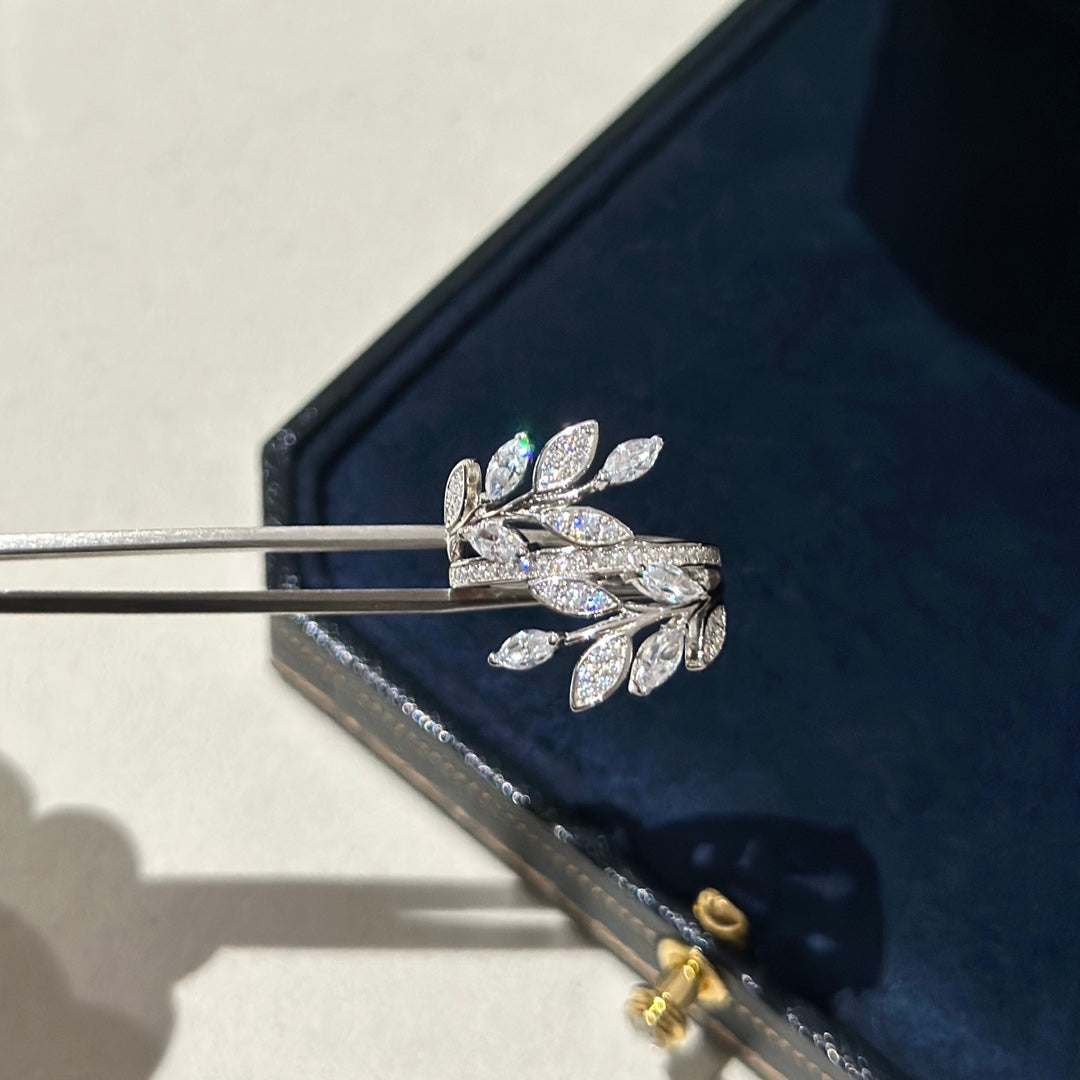 Tiffany Victoria Moissanite Vine Bypass Ring - 18K White Gold