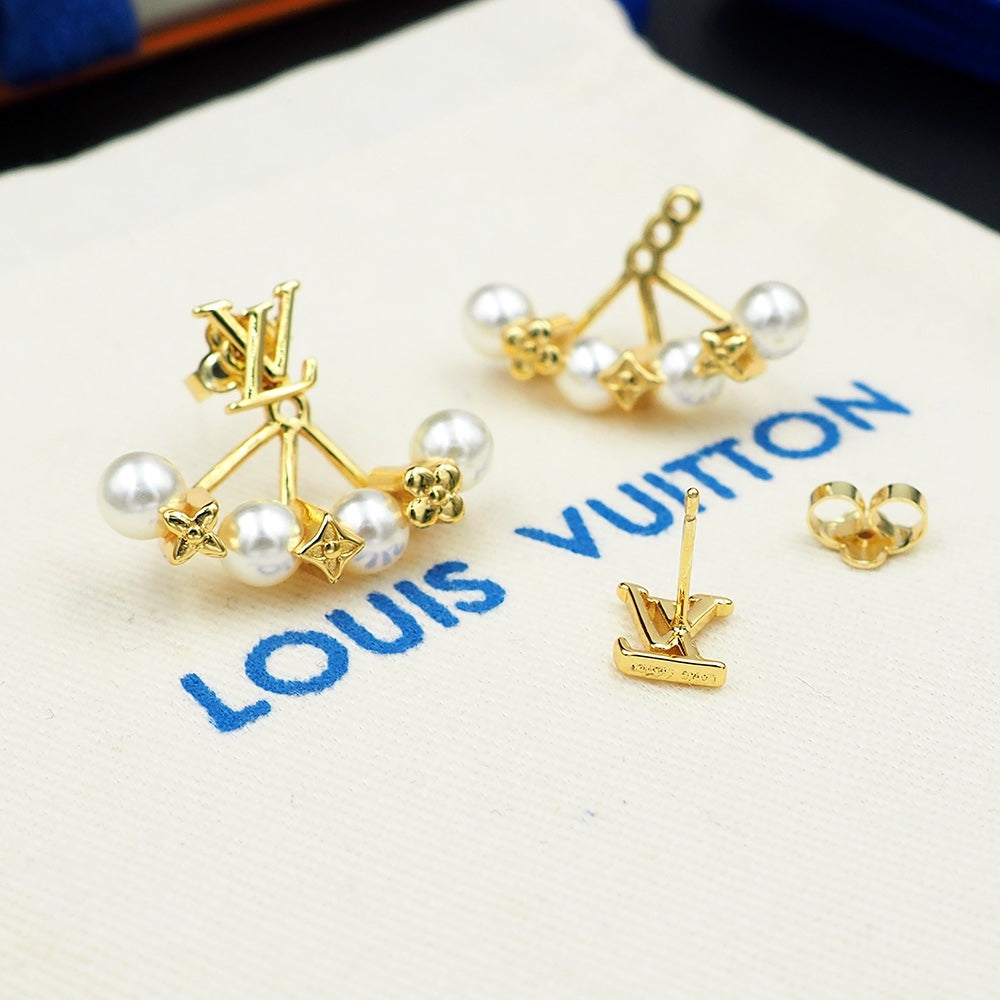 Louis Vuitton Monogram Pearl Earrings - 18K Yellow Gold