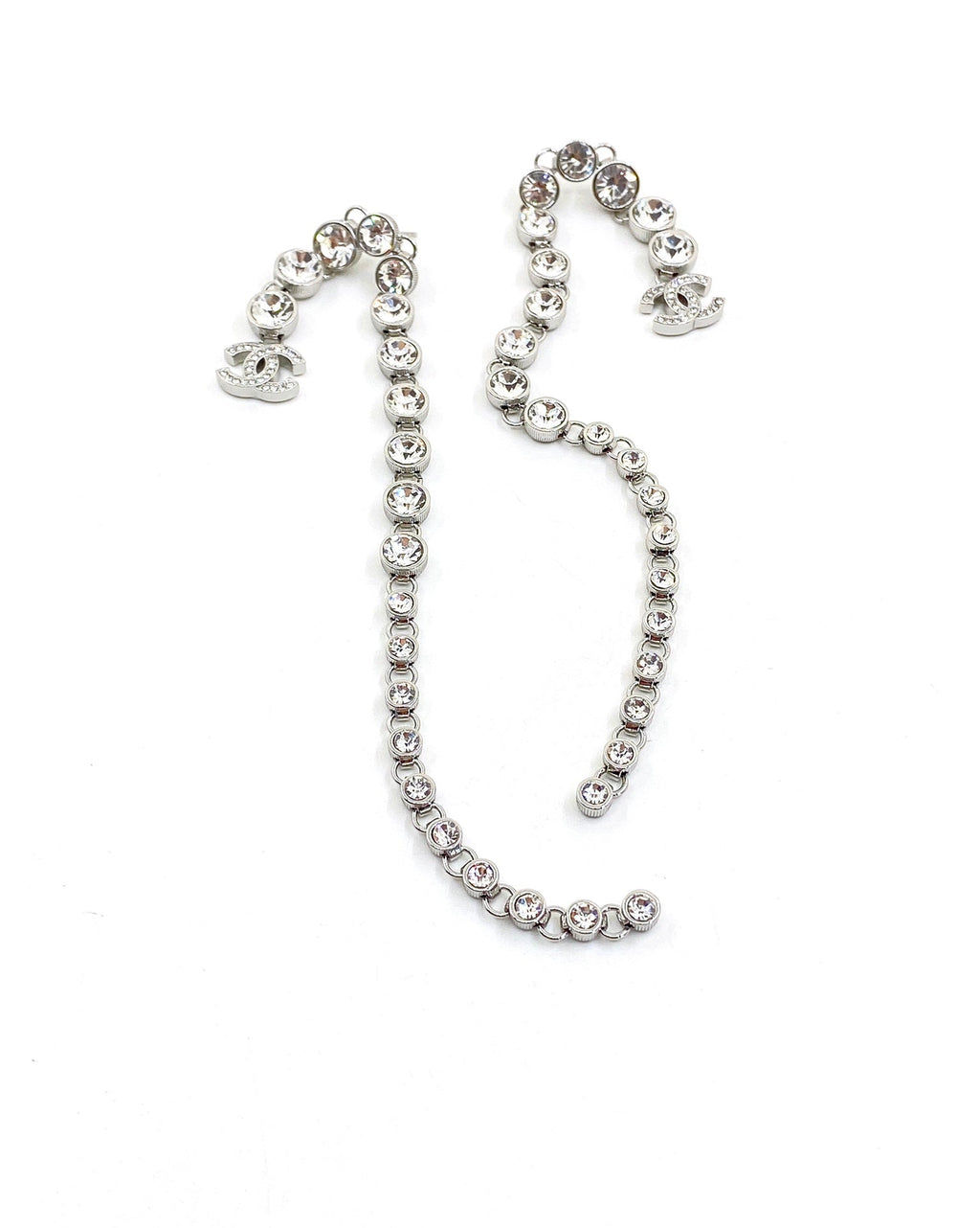 Chanel Long Crystal Earrings - 18K White Gold