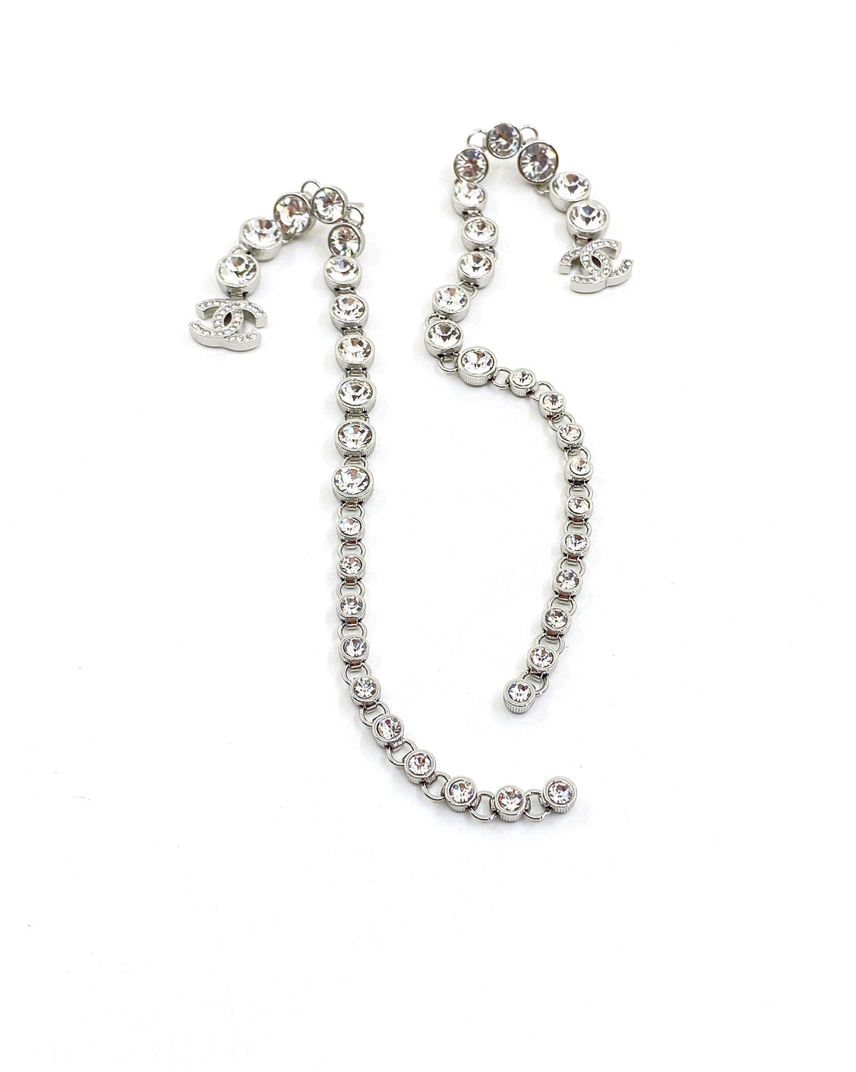Chanel Long Crystal Earrings - 18K White Gold