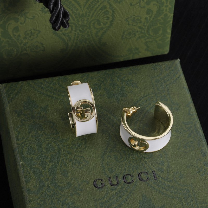 Gucci Double G Color Enamel Earrings - 18K Gold