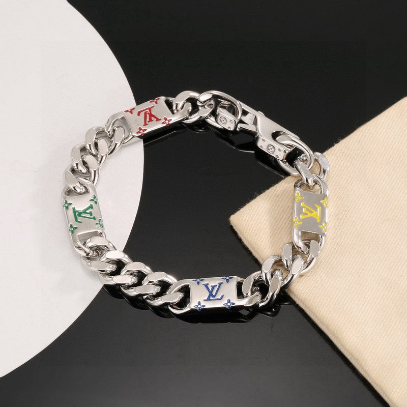 Louis Vuitton Monogram Color Logo Chain Bracelet