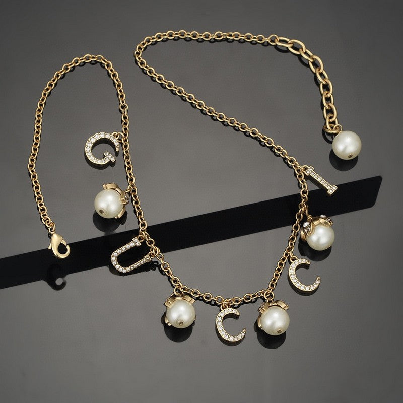 Gucci Double G Pearl Necklace