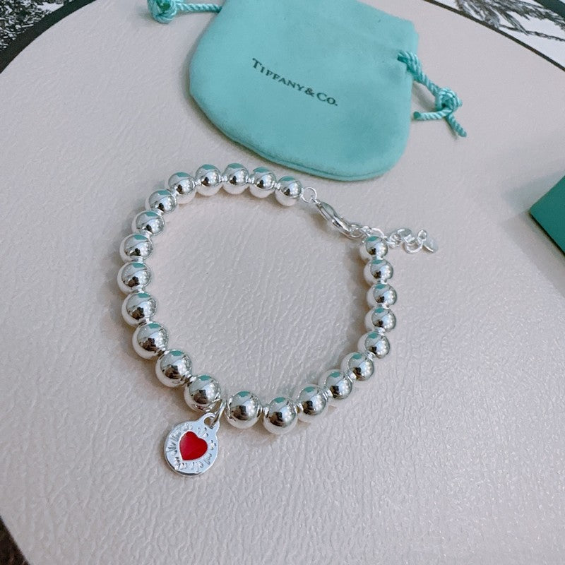 Return to Tiffany Red Heart Bead Bracelet - 18K White Gold