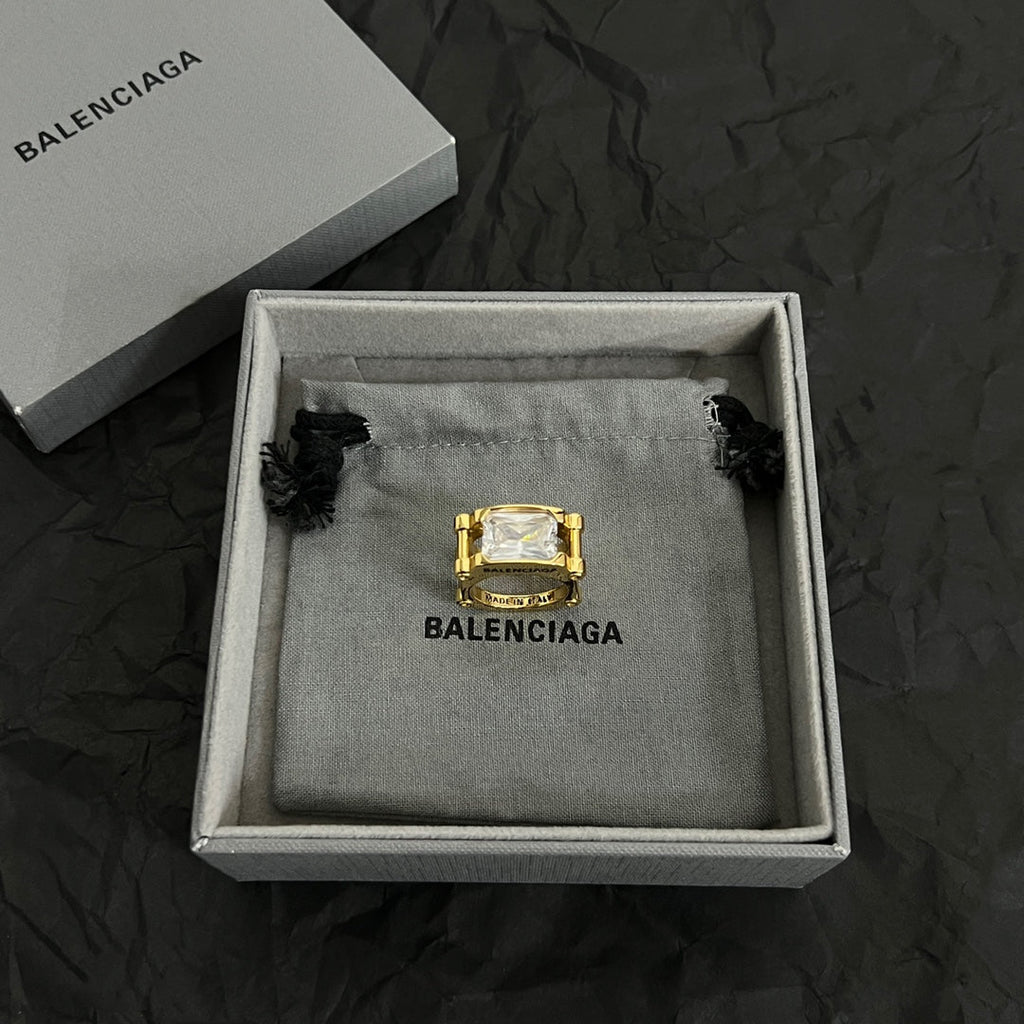 Balenciaga Crystal Ring - 18K Yellow Gold