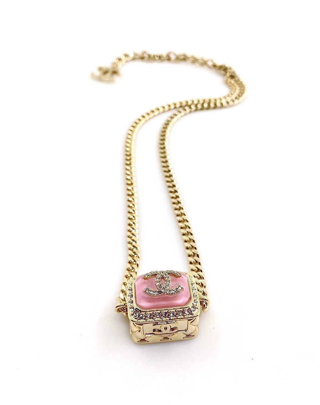 Chanel Pink Resin Chain Necklace