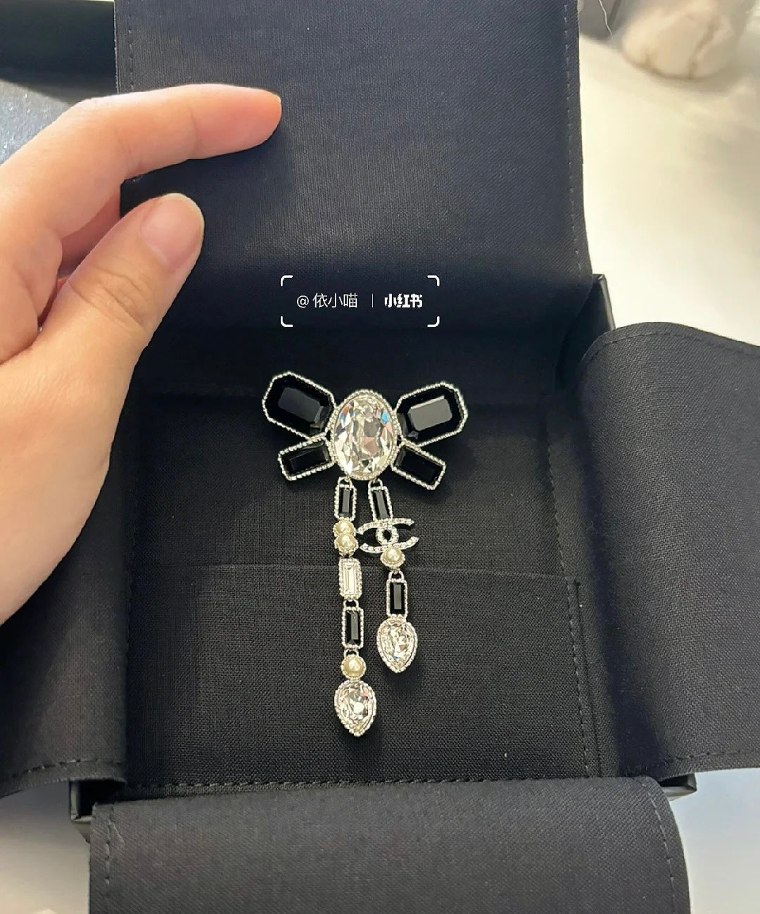 Chanel Bow Tie Crystal Brooch