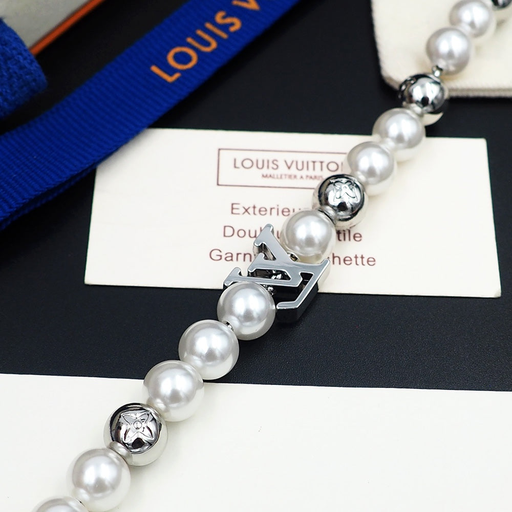 Louis Vuitton Monogram White Pearl Bracelet