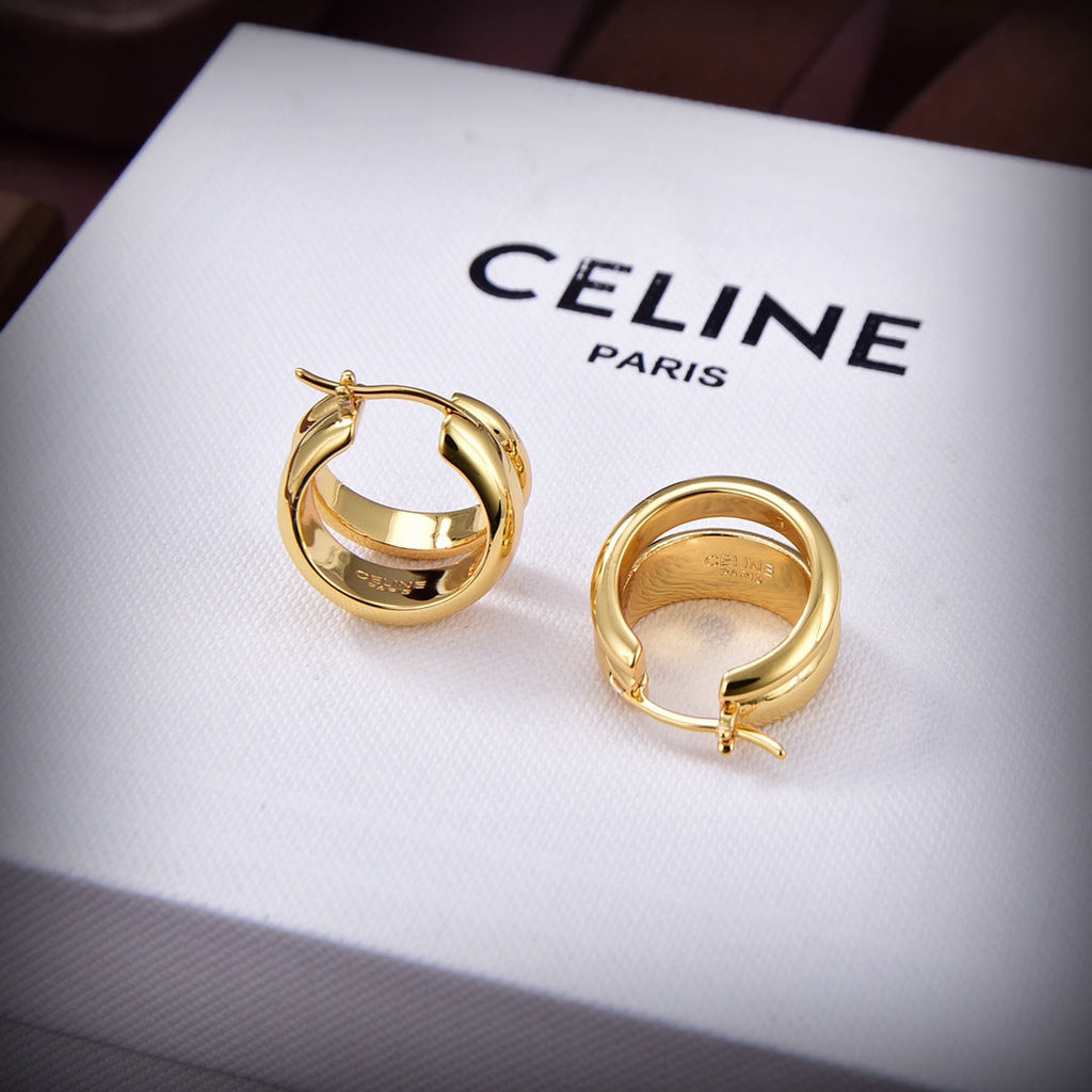 Celine Triomphe Formes Abstraites Hoops Earrings - 18K Yellow Gold