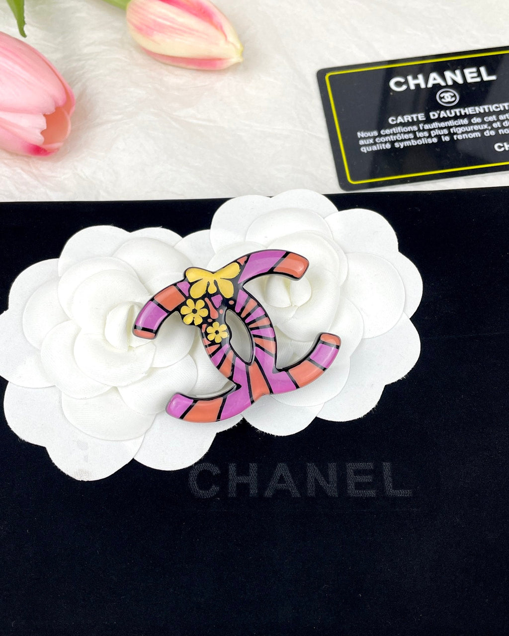 Chanel Pink Resin Brooch