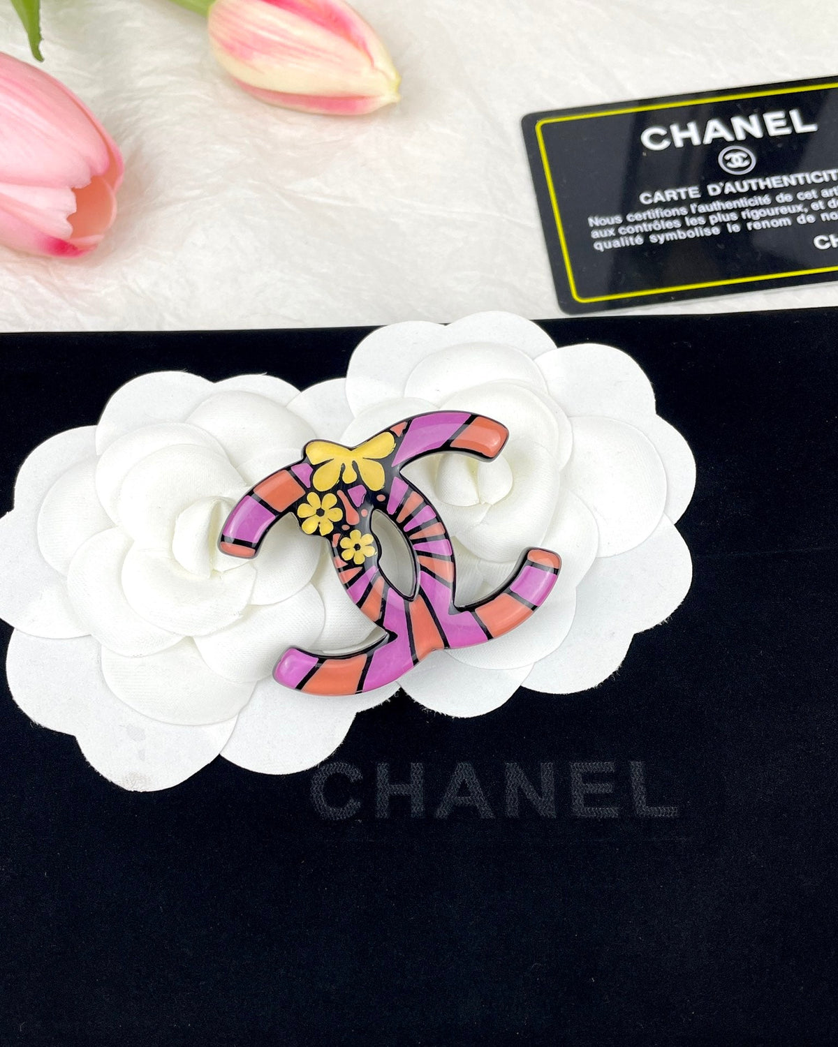 Chanel Pink Resin Brooch