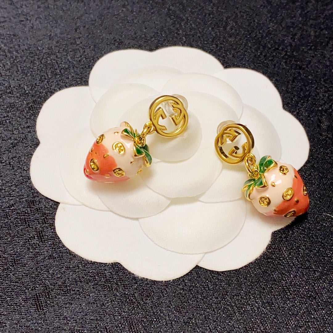 Gucci Double G Strawberry Earrings - 18K Yellow Gold