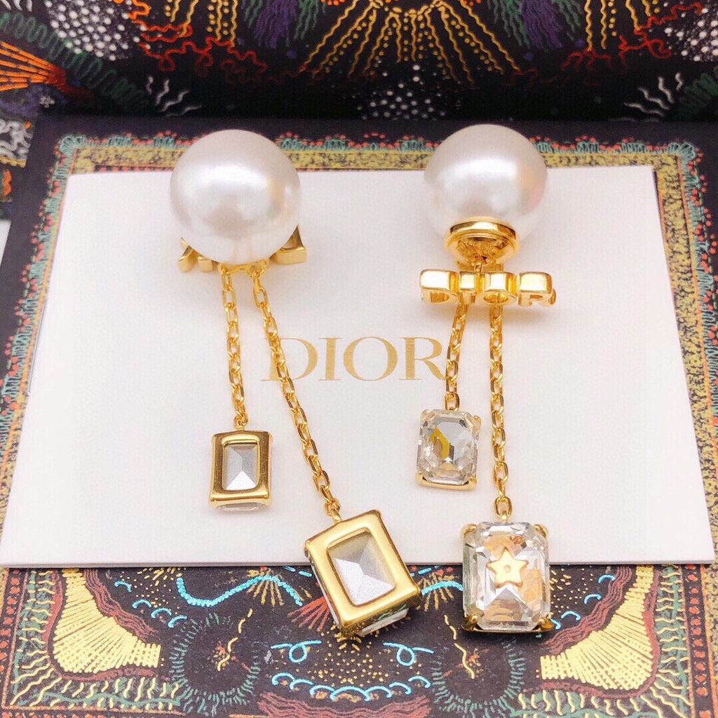 Dior Tassel Crystal Star Earrings