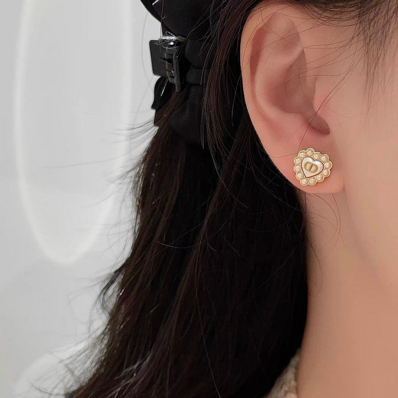 Dior Petit CD Baroque Stud Earrings - 18K Yellow Gold
