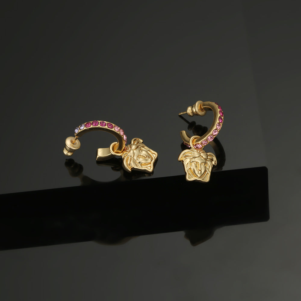 Ver Pink Crystal Earrings - 18K Yellow Gold