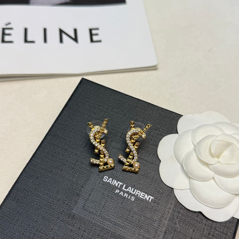 YSL Gold Diamond Earrings - 18K Gold