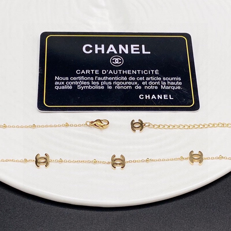 Chanel Small Logo Gold Necklace