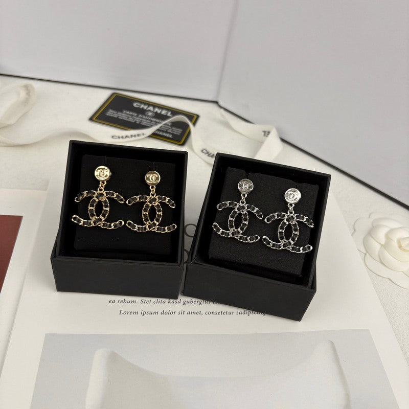 Chanel Leather Earrings - 18K Gold