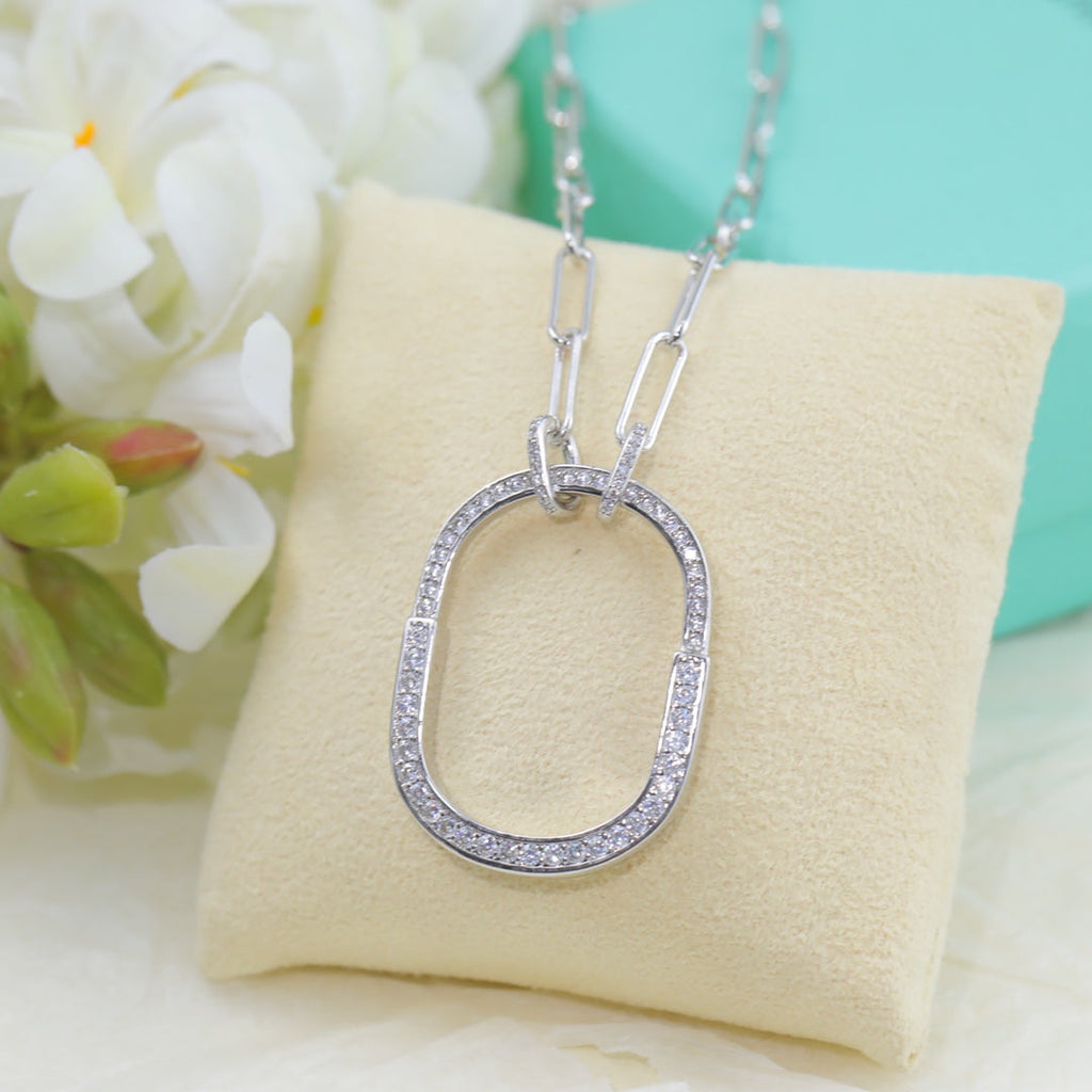 Tiffany Lock Pendant Pave Moissanite Necklace