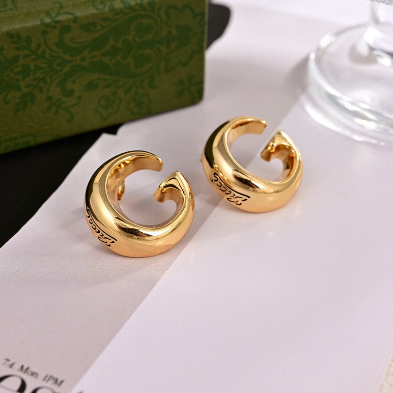 Gucci Double G Logo Earrings - 18K Yellow Gold