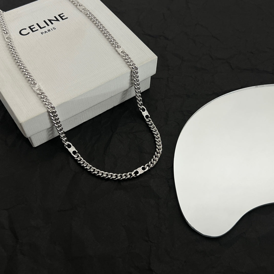Celine Triomphe Gourmette Chain Necklace