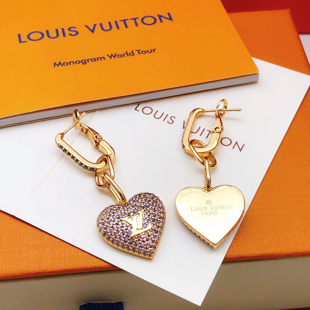 Louis Vuitton Heart Diamond Earrings - 18K Yellow Gold
