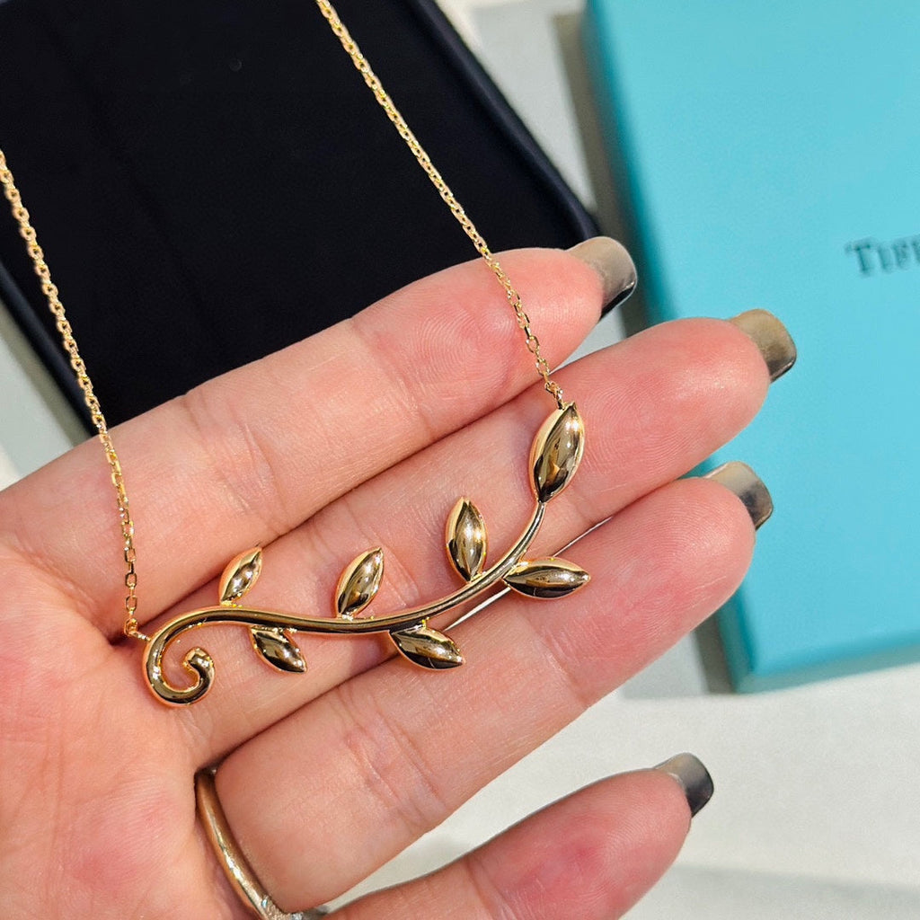 Tiffany Olive Leaf Vine Pendant Necklace