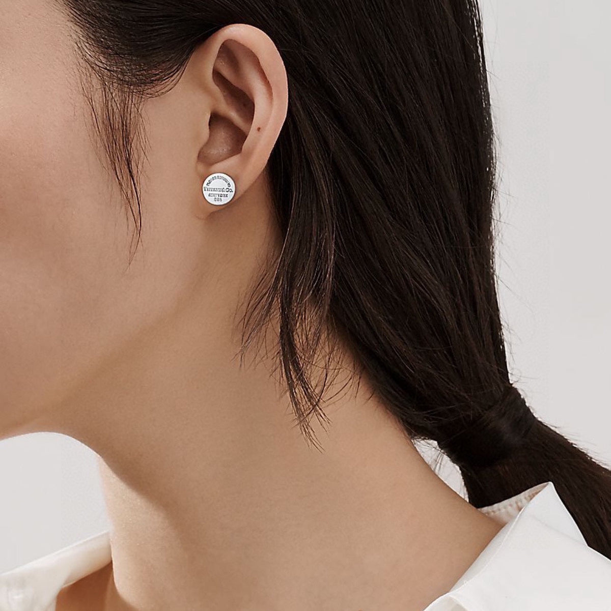Return to Tiffany Circle Stud Earrings - 18K White Gold