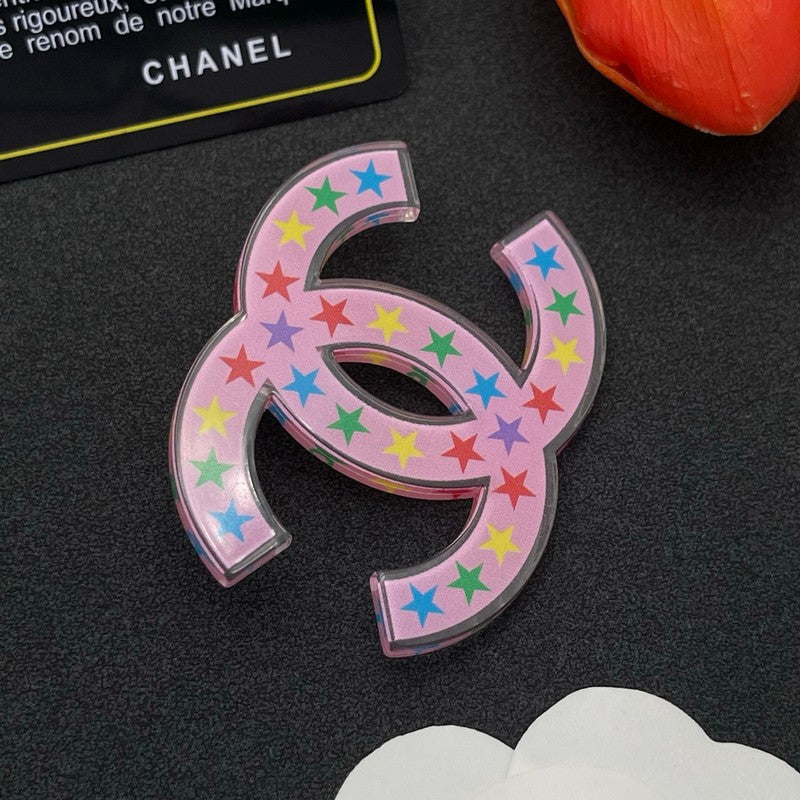 Chanel Pink & Black Star Brooch