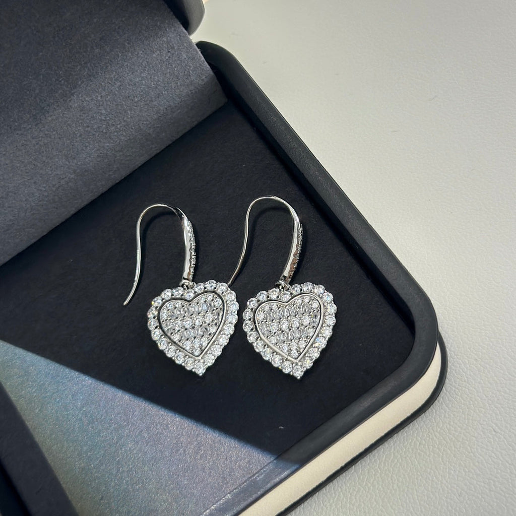 Tiffany Heart Diamond Earrings - 18K White Gold