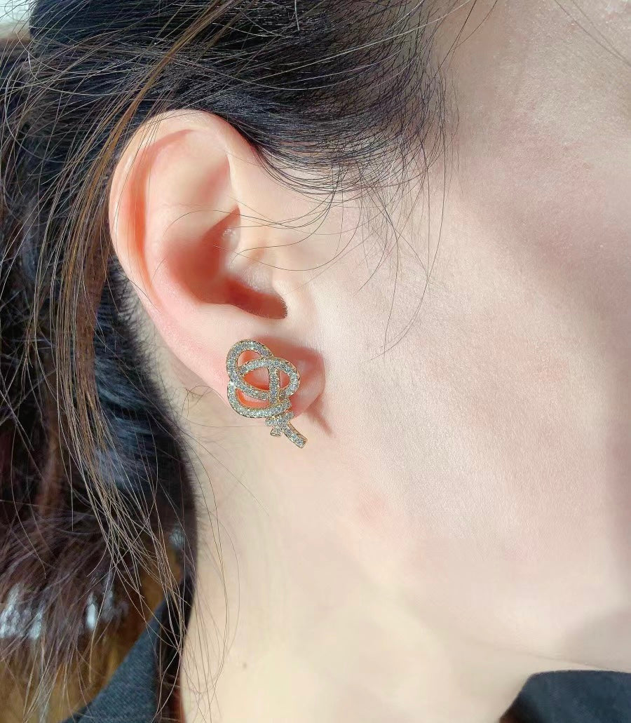 Tiffany Keys Woven Diamond Earrings - 18K Rose Gold
