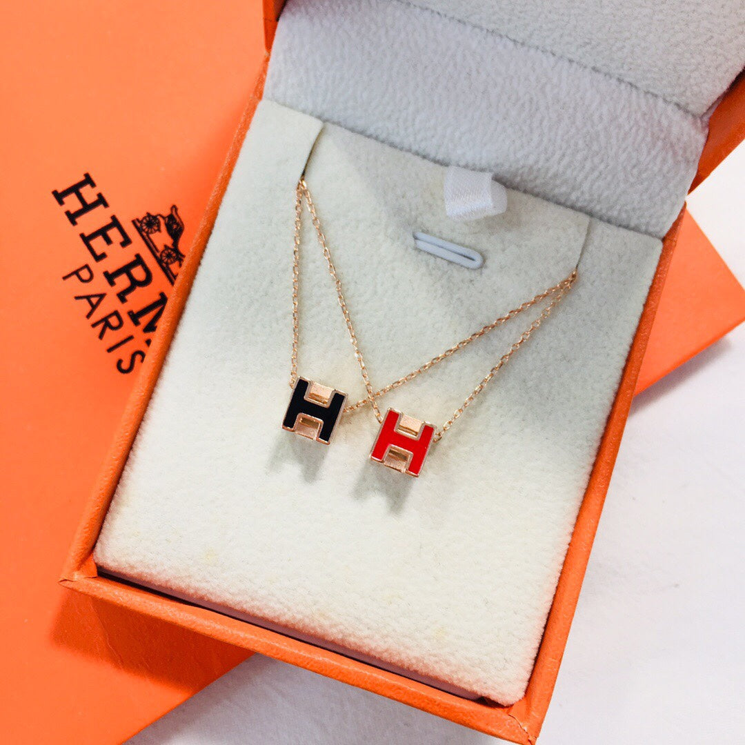Hermes Cage D'H White Necklace