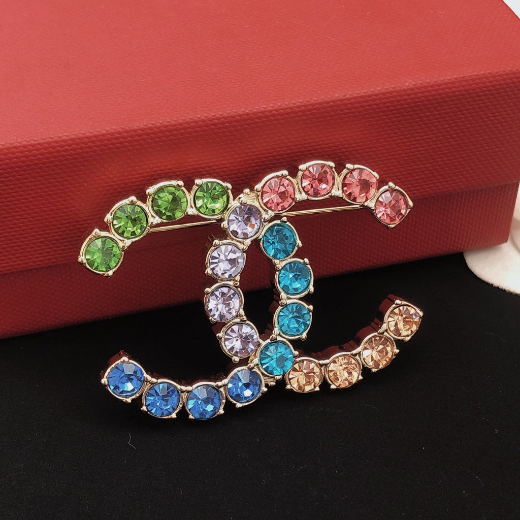 Chanel Color Crystal Brooch