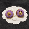 Chanel Purple Resin Earrings - 18K Yellow Gold