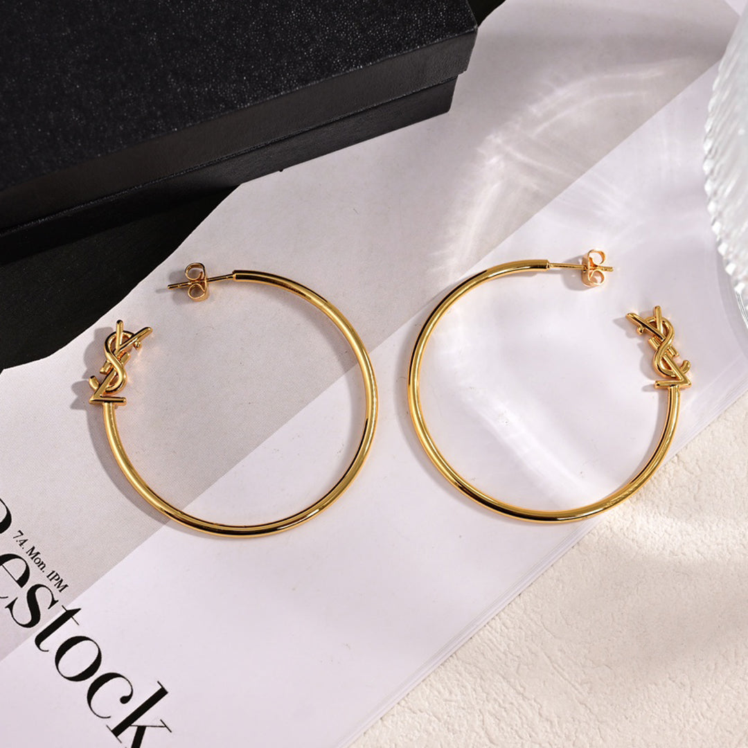 YSL Circle Earrings - 18K Gold