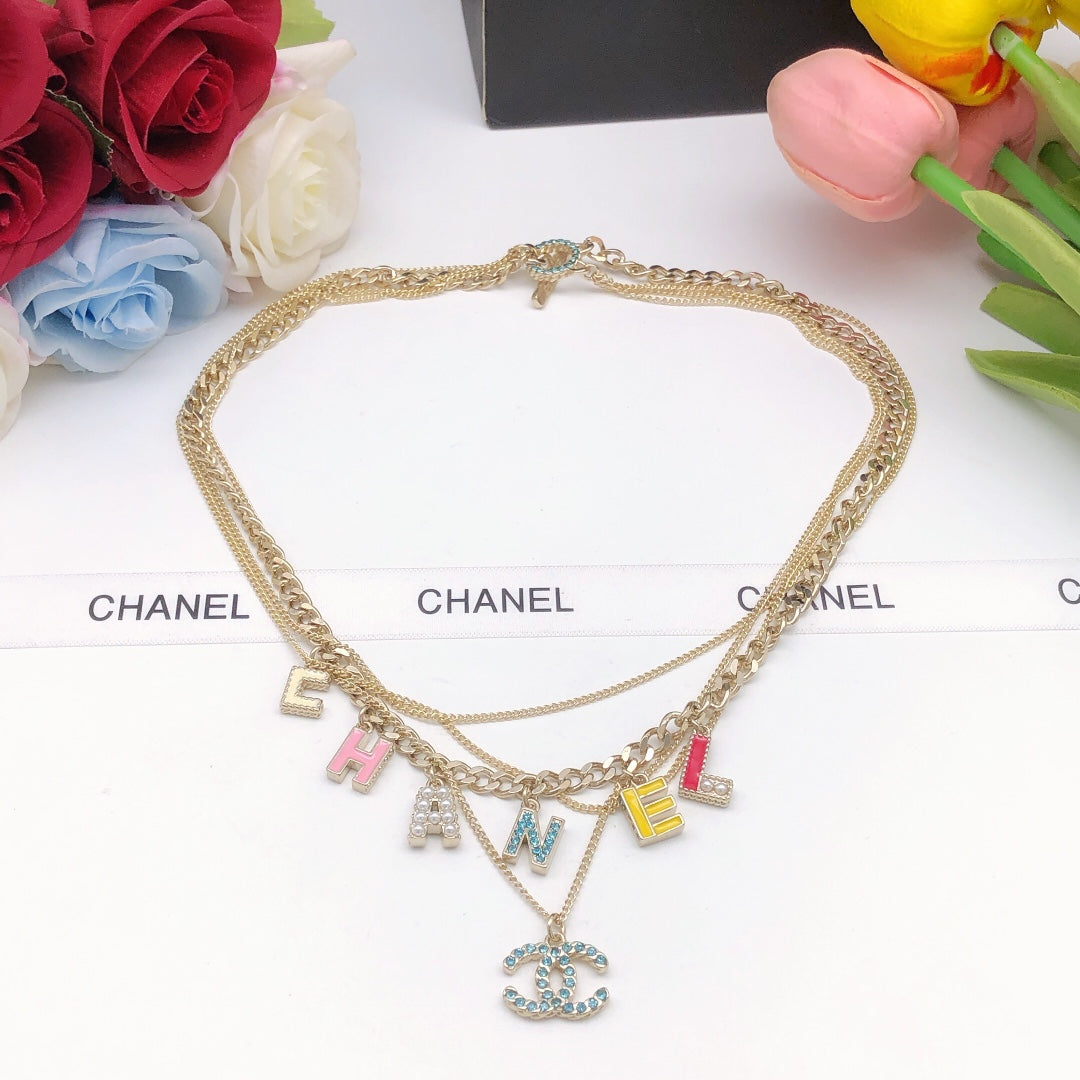 Chanel Color Typo Necklace