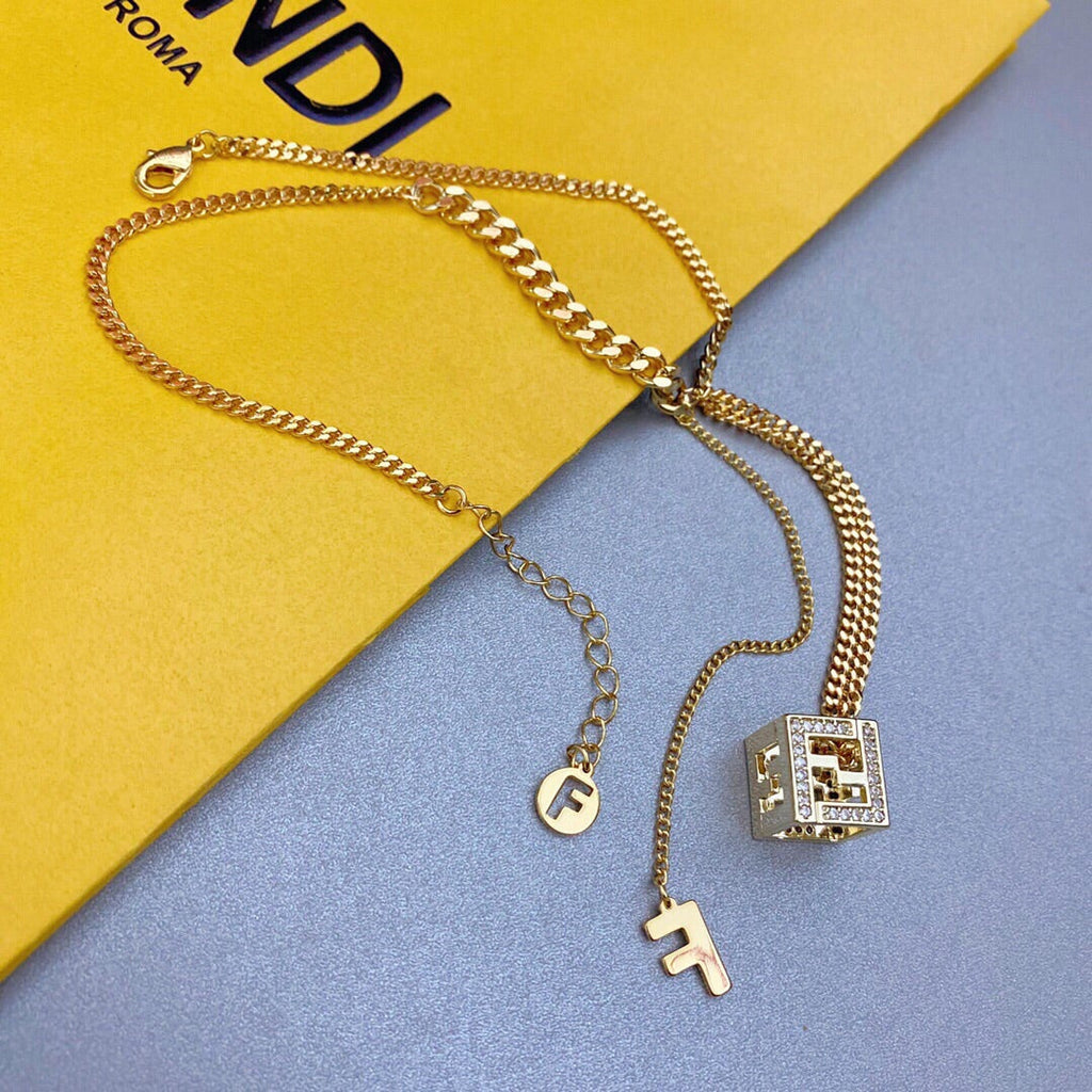 Fendi Cube Diamond Necklace - 18K Gold