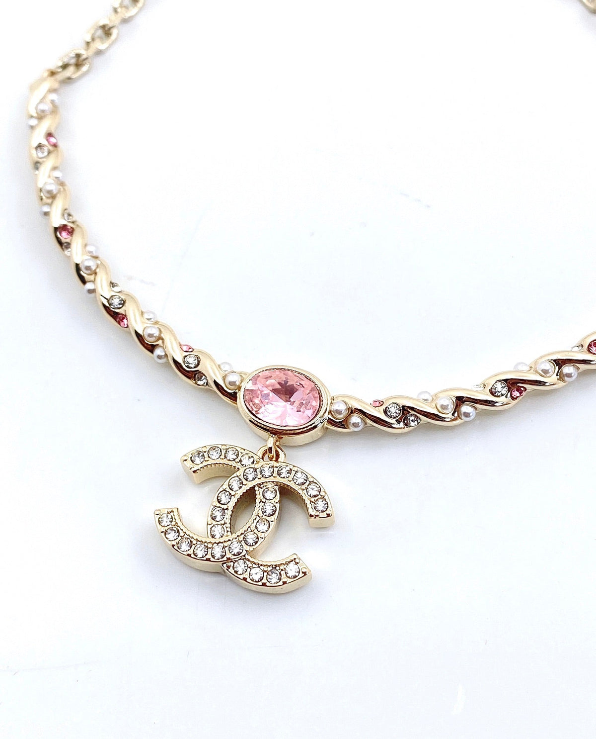 Chanel Pink Crystal Necklace