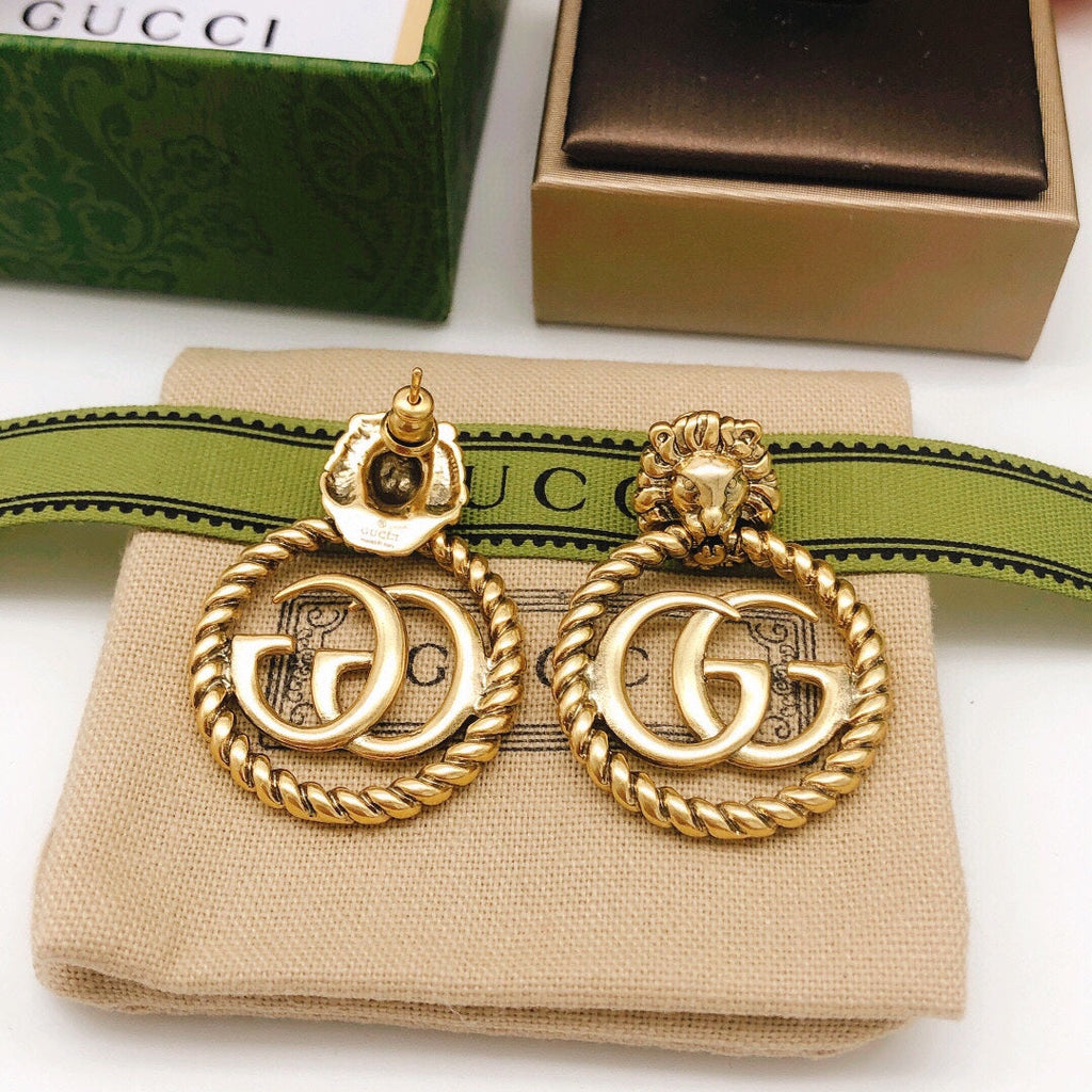 Gucci Double G Pendant Earrings - 18K Yellow Gold