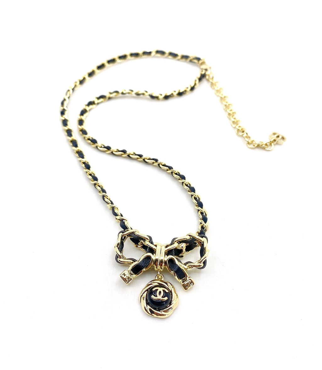 Chanel Rhinestone Bow Tie Necklace