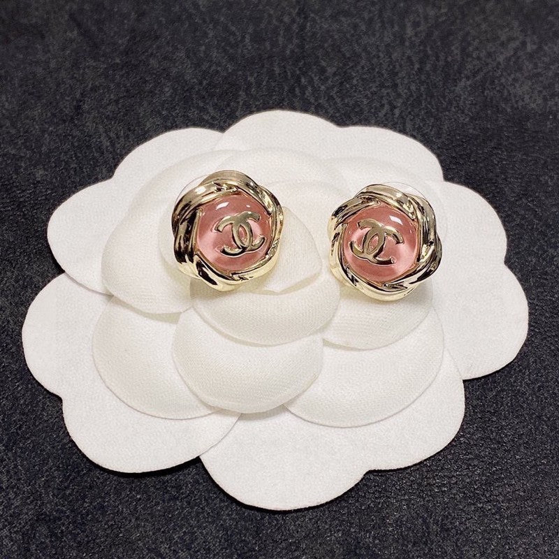 Chanel Pink Earrings - 18K Yellow Gold