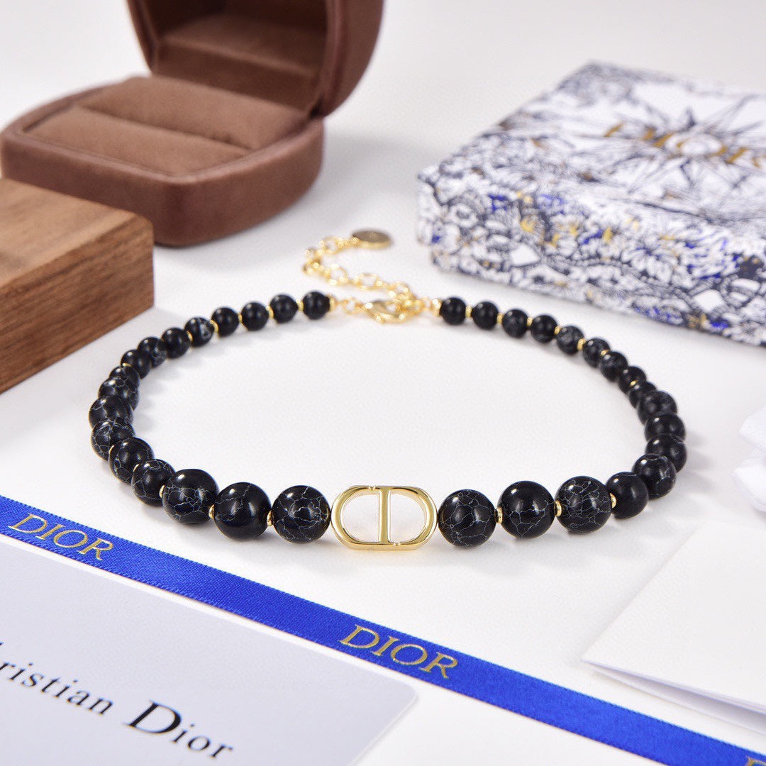 Dior 30 Montaigne Choker Black Pearl Necklace