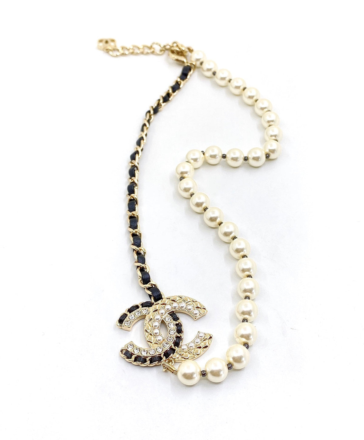 Chanel Leather Pearl Necklace