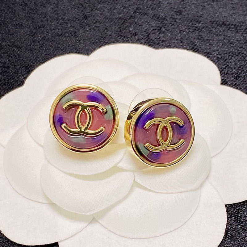 Chanel Colorful Round Earrings - 18K Yellow Gold