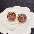 Chanel Colorful Round Earrings - 18K Yellow Gold