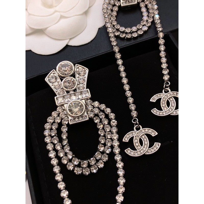 Chanel Tassel Crystal Earrings - 18K White Gold
