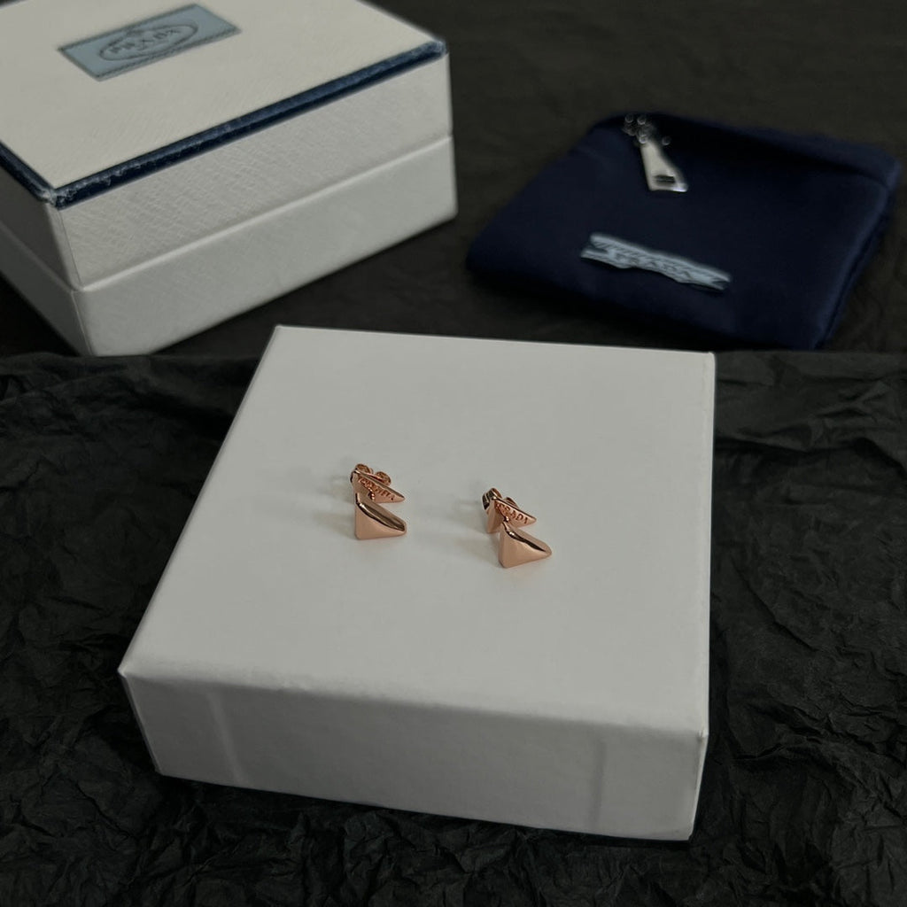 Prada Triangle Earrings - 18K Gold